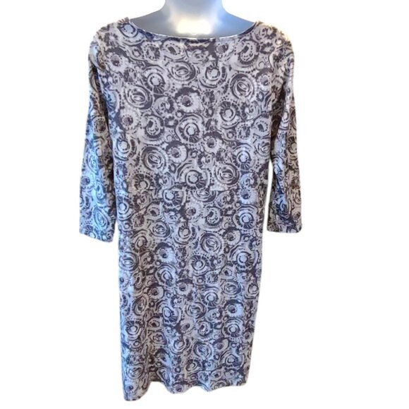 J Jill Pure Jill grey and white design scoop neck dress Size S Petite - Picture 5 of 10